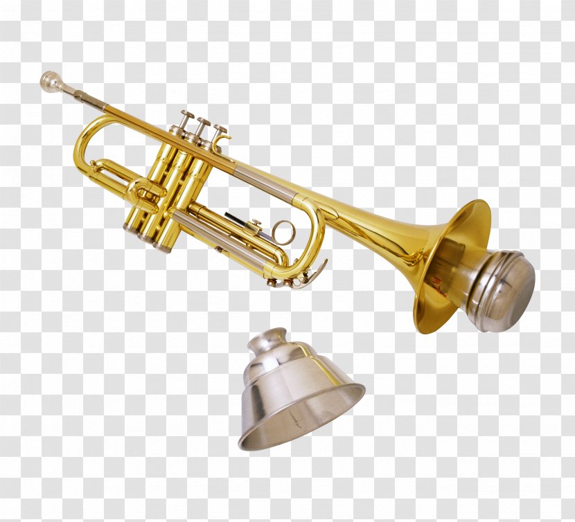 Trumpet Mute Brass Instrument Musical - Cartoon - Metal Instruments Trombone Transparent PNG