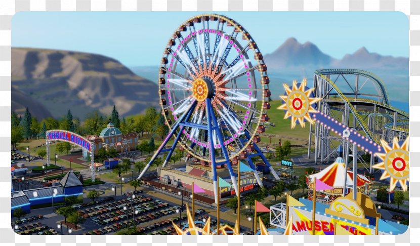 SimCity Worlds Of Wonder Amusement Park Tourist Attraction - Roller Coaster - Ferris Wheel Transparent PNG