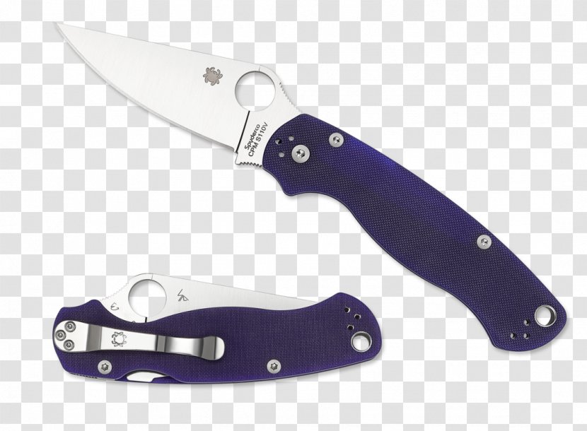 Pocketknife Spyderco CPM S30V Steel Paramilitary - Knife Transparent PNG