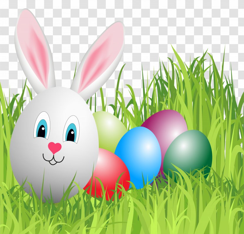 Easter Bunny Domestic Rabbit Clip Art - Grass With Egg Clipart Image Transparent PNG