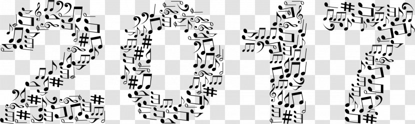 Musical Note Black And White Clip Art - Silhouette - Typography Transparent PNG