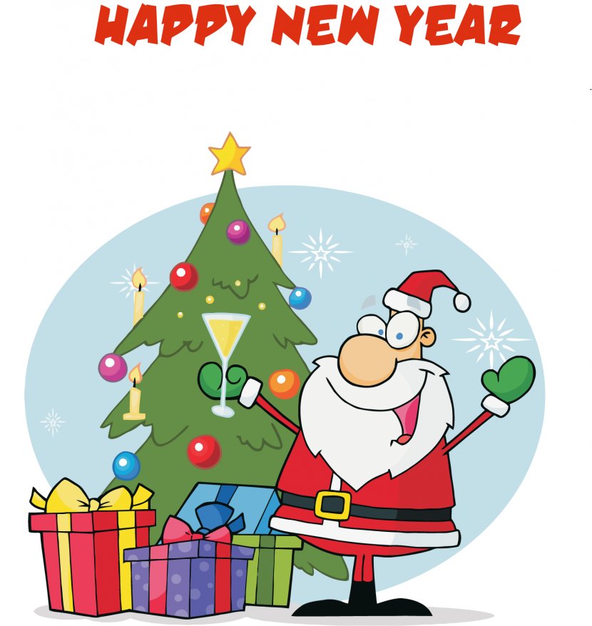 Santa Claus Christmas Tree Cartoon Clip Art - Decoration - Microsoft Firefly Cliparts Transparent PNG