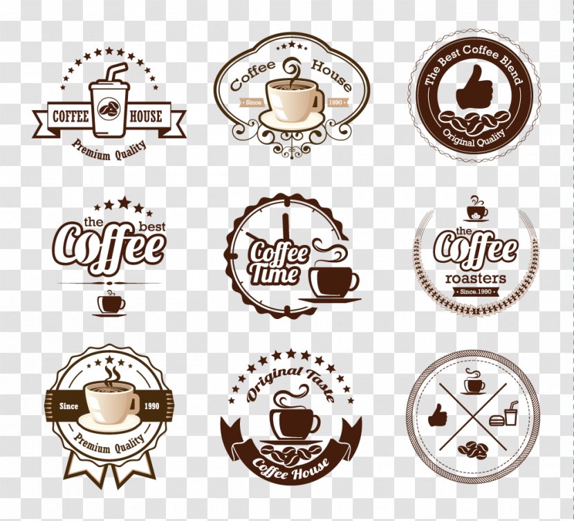 White Coffee Cafe Iced Cup - Emblem - Brown Label Designs Vector Material Transparent PNG