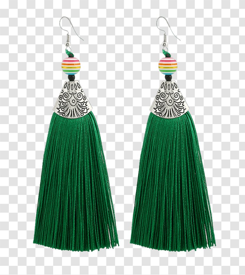 Earring Jewellery Bohemia Beadwork Tassel - Emerald Transparent PNG