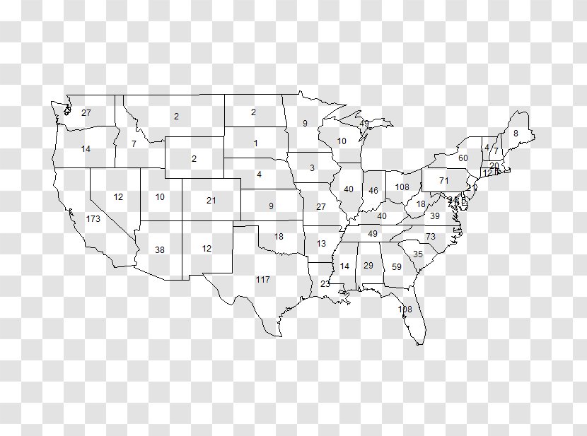 United States Blank Map U.S. State - Flower - Color Jiugong Transparent PNG