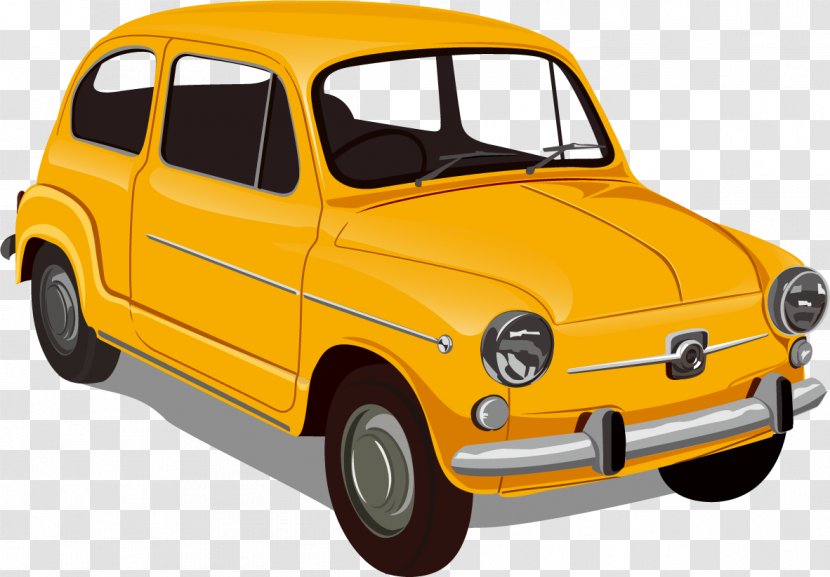 Fiat 600 Car SEAT - Bumper - Vector Yellow Vintage Transparent PNG