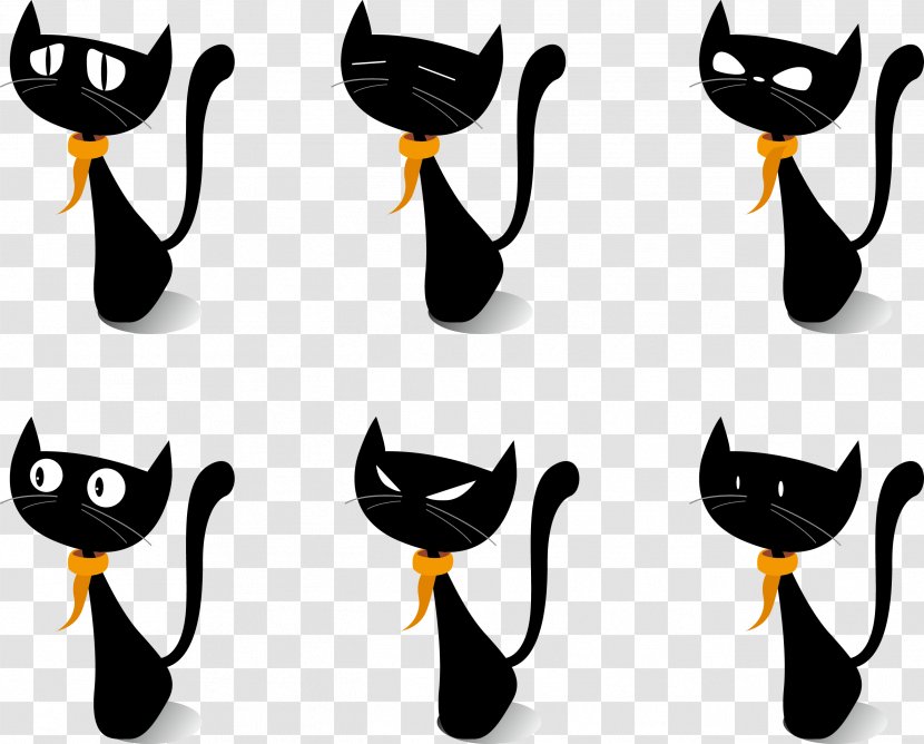 Black Cat Drawing Clip Art - Shoe - Cute Various Expressions Transparent PNG