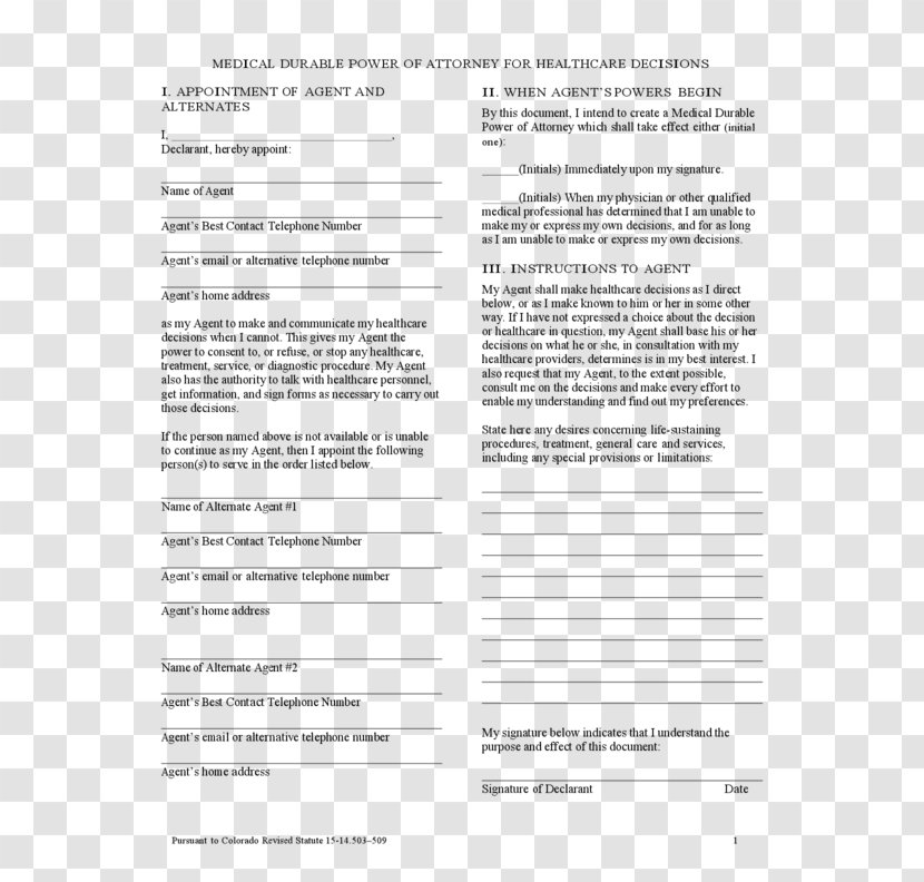 Lasting Power Of Attorney Document Form Template - Advocate Transparent PNG