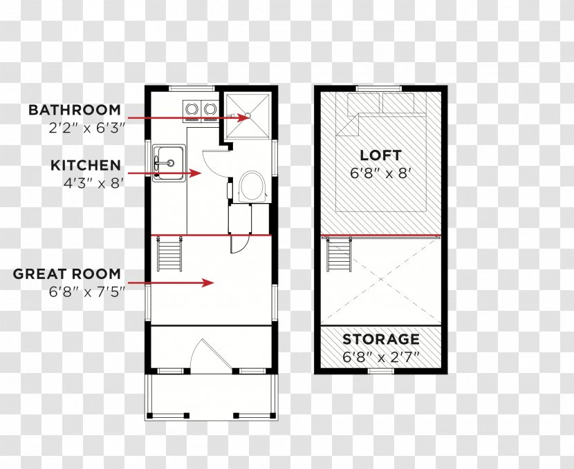Floor Plan Tiny House Movement Tumbleweed Company - Studio Apartment Transparent PNG