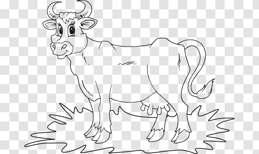 Baka Coloring Book Taurine Cattle Drawing Painting - Cow Line Transparent PNG