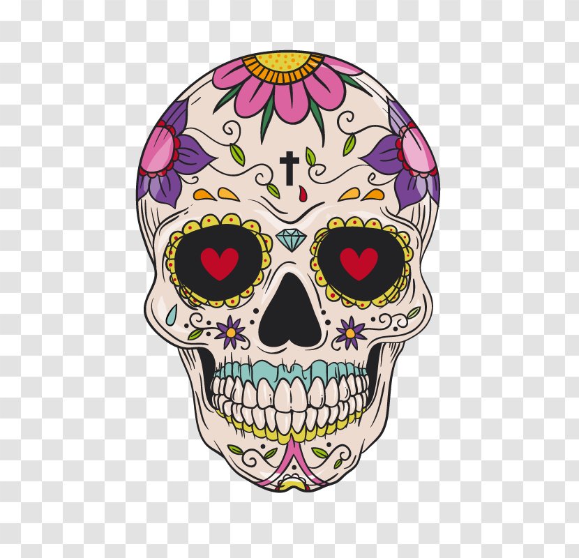 Calavera Mexican Cuisine Drawing Idea Skull And Crossbones - With Pattern Transparent PNG