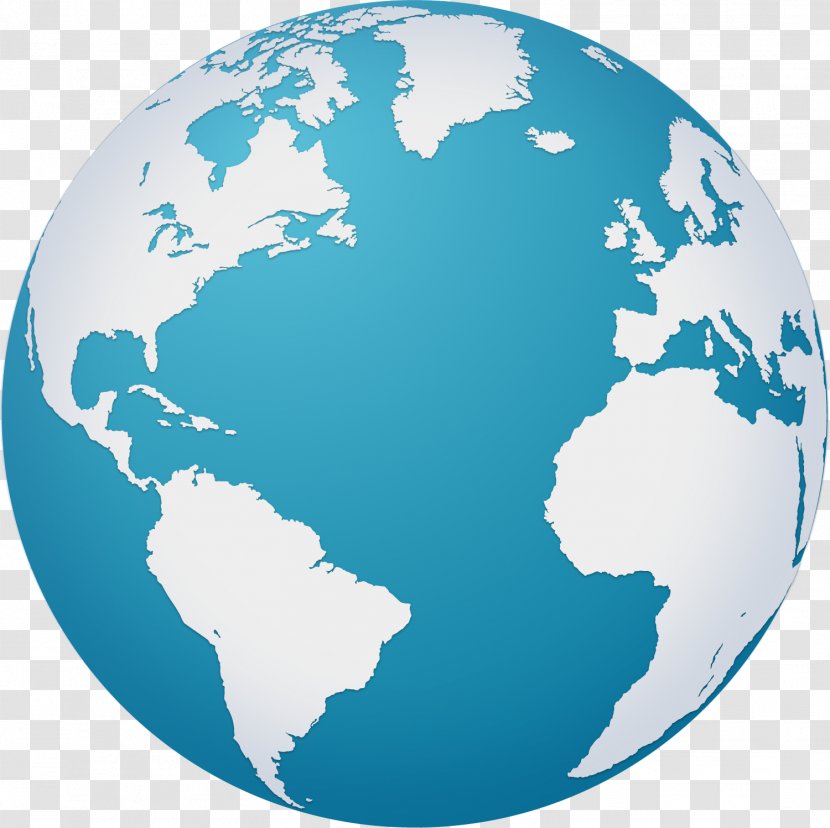 Earth Globe World Map - Aqua - Vector Hand Painted Blue Transparent PNG