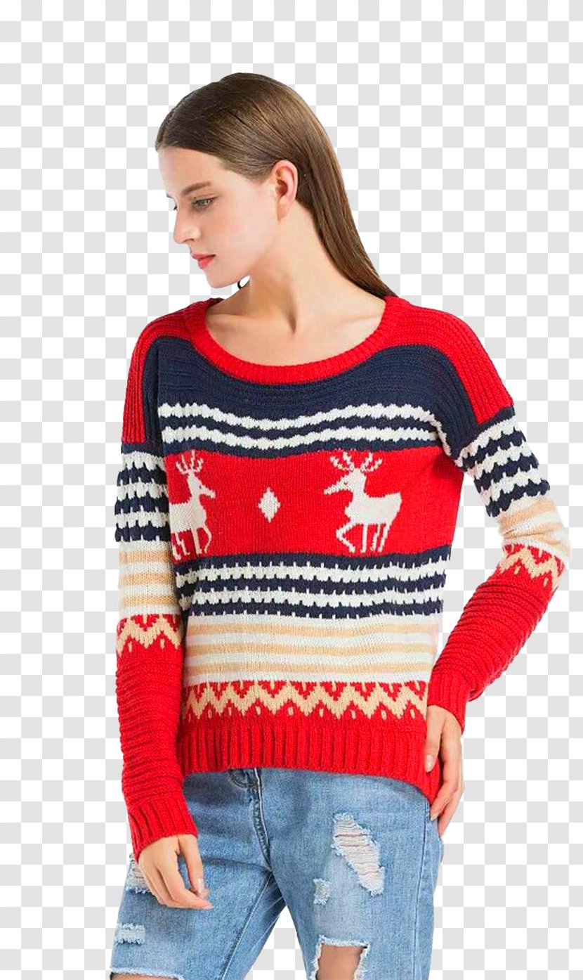 Sweater T-shirt Shoulder Sleeve Pattern - Red Transparent PNG