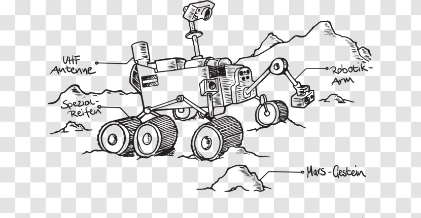 Mars Rover Sketch - Line Art - Space Transparent PNG