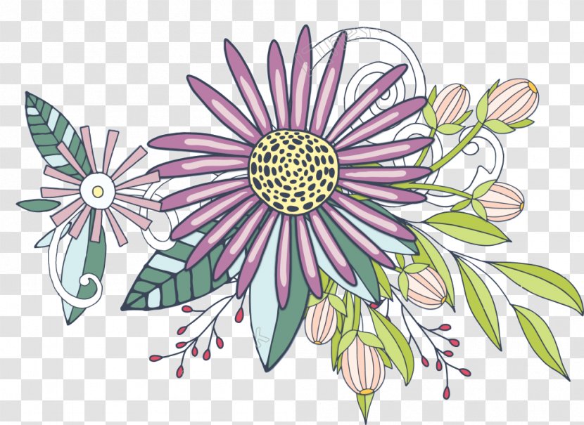 Chrysanthemum Floral Design Cut Flowers Illustration - Petal - Purple Flower Free Clipart Transparent PNG