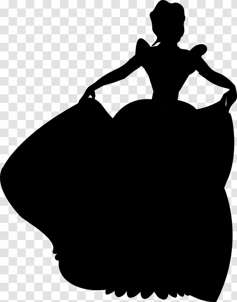 Cinderella Belle Princess Aurora Disney Silhouette - Black And White - Happily Ever After Transparent PNG