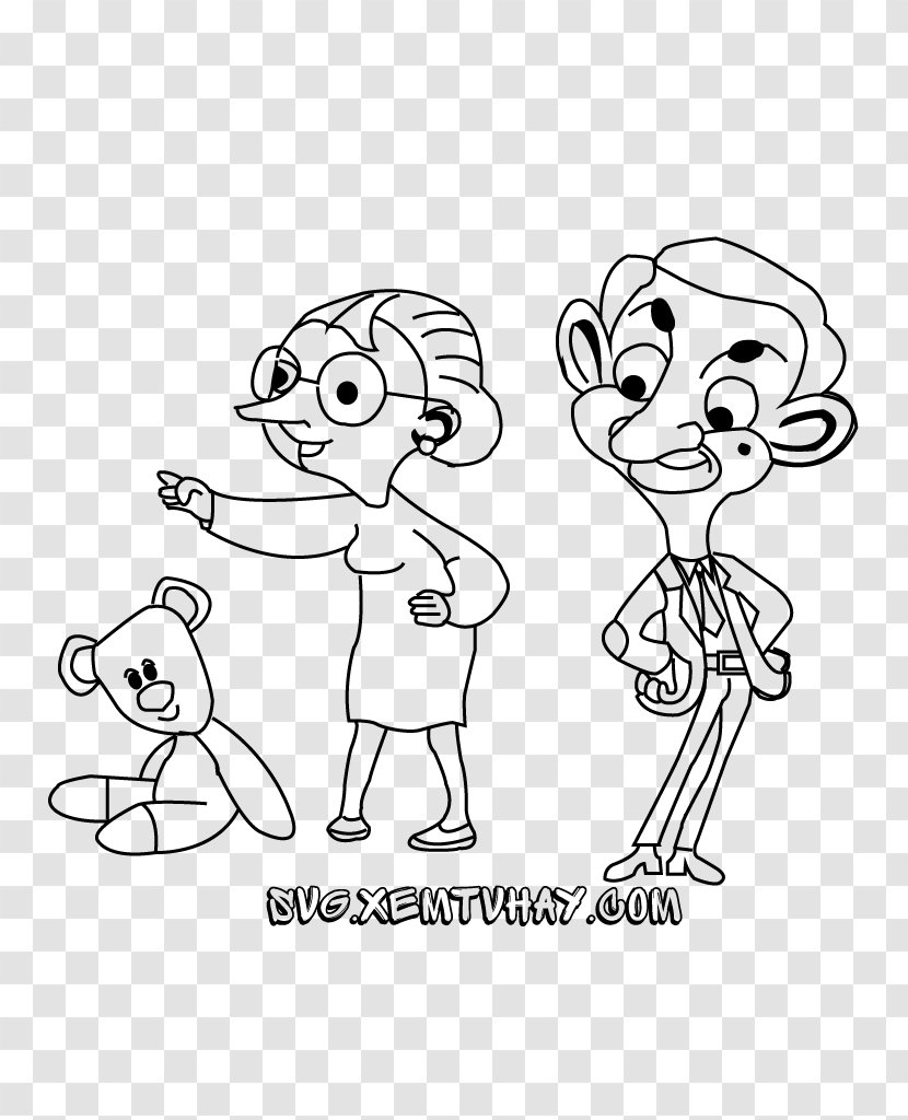Coloring Book Child Drawing Line Art Black And White - Heart - Mr. Bean Transparent PNG