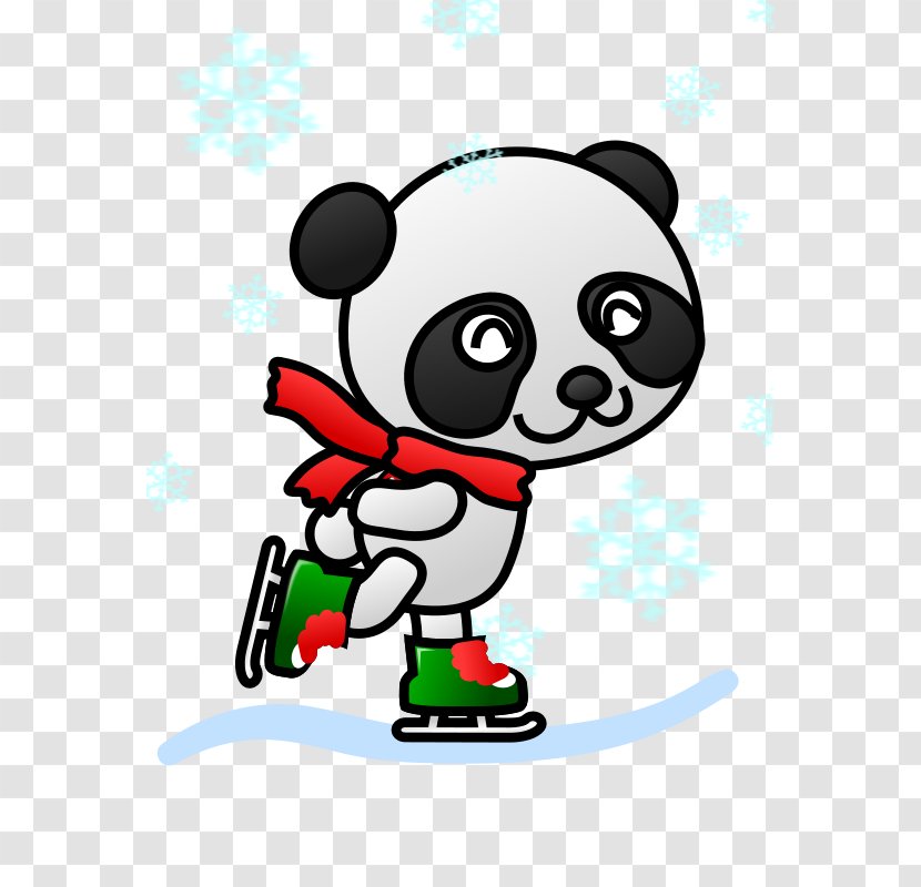 Giant Panda Ice Skating Figure Skate Clip Art - Christmas Cliparts Transparent PNG