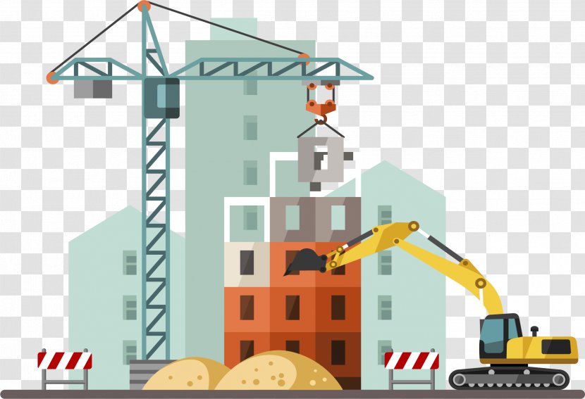 Building Architectural Engineering Crane Heavy Equipment - Energy - Construction Site Excavator Transparent PNG