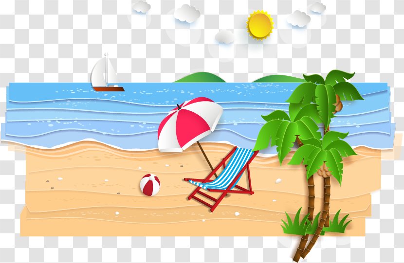 Papercutting Royalty-free Illustration - Leisure - Decorative 3D Decoupage Ocean Beach Transparent PNG