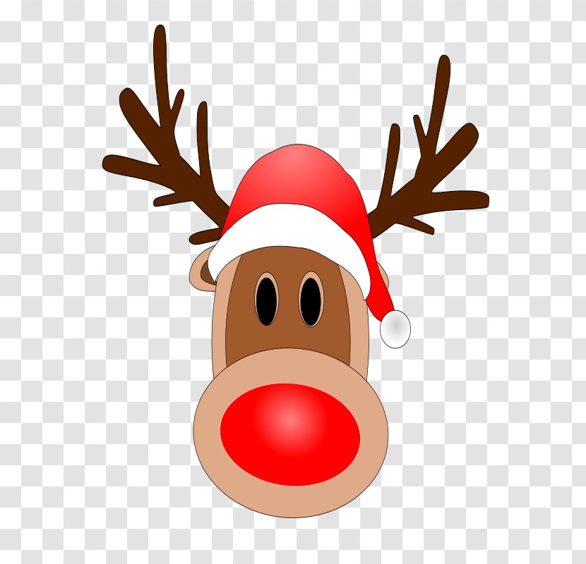Reindeer Rudolph Santa Claus Candy Cane Clip Art - Snout - Antler Transparent PNG