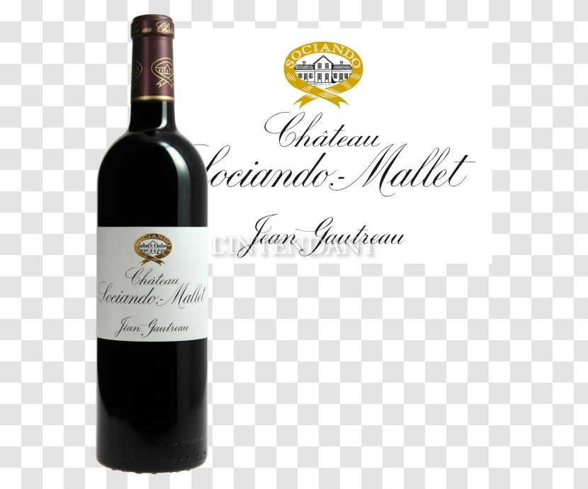 Haut-Médoc AOC Château Sociando-Mallet Red Wine - Bottle Transparent PNG