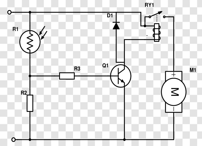 Electronic Circuit Diagram Electrical Network Electronics Relay - Photodetector Transparent PNG