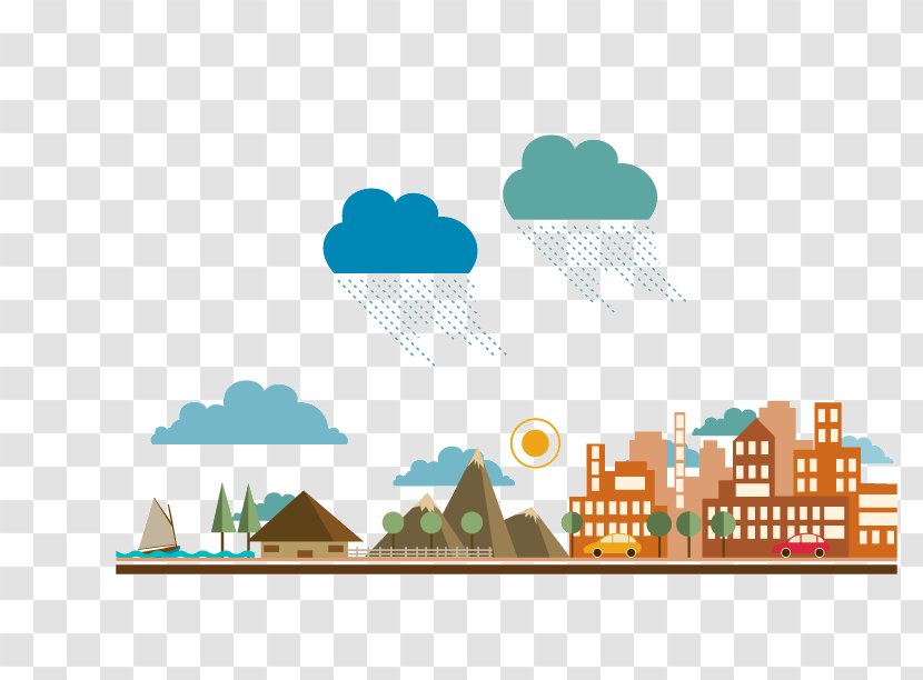 Flat City Vector - Black And White - Sky Transparent PNG