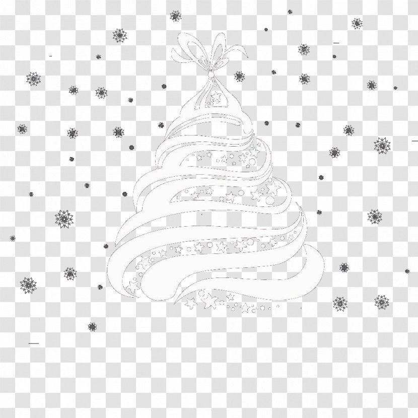Christmas Tree White Drawing Ornament Pattern - Creative Poster Transparent PNG