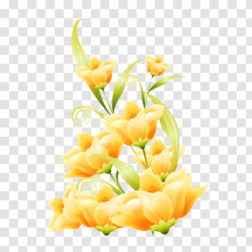 Yellow Flower Illustration - Motif - With Wedding Decoration Transparent PNG