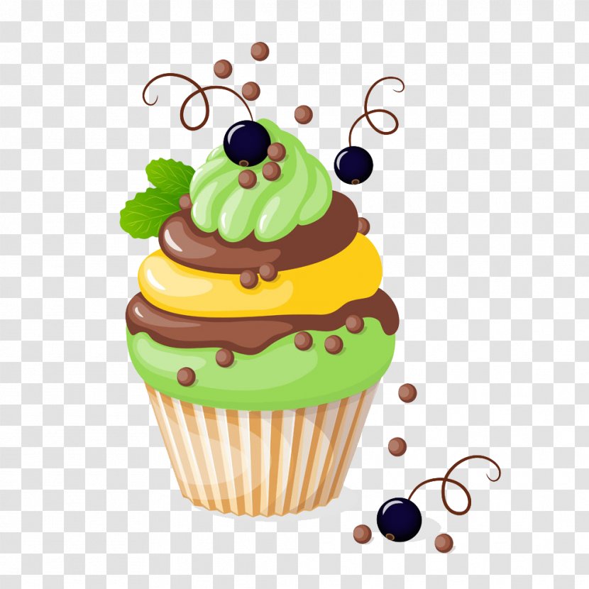 Cupcake Birthday Cake Chocolate Cream Layer - Muffin - Blueberry Transparent PNG