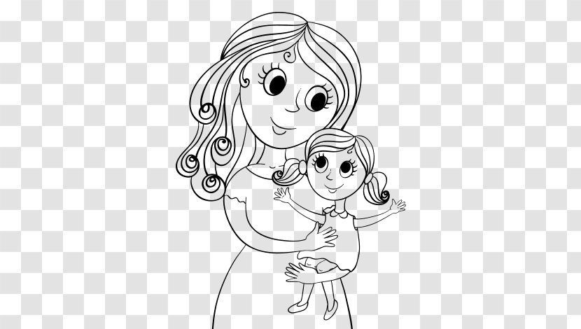 Mother Drawing Daughter Child Coloring Book - Watercolor Transparent PNG