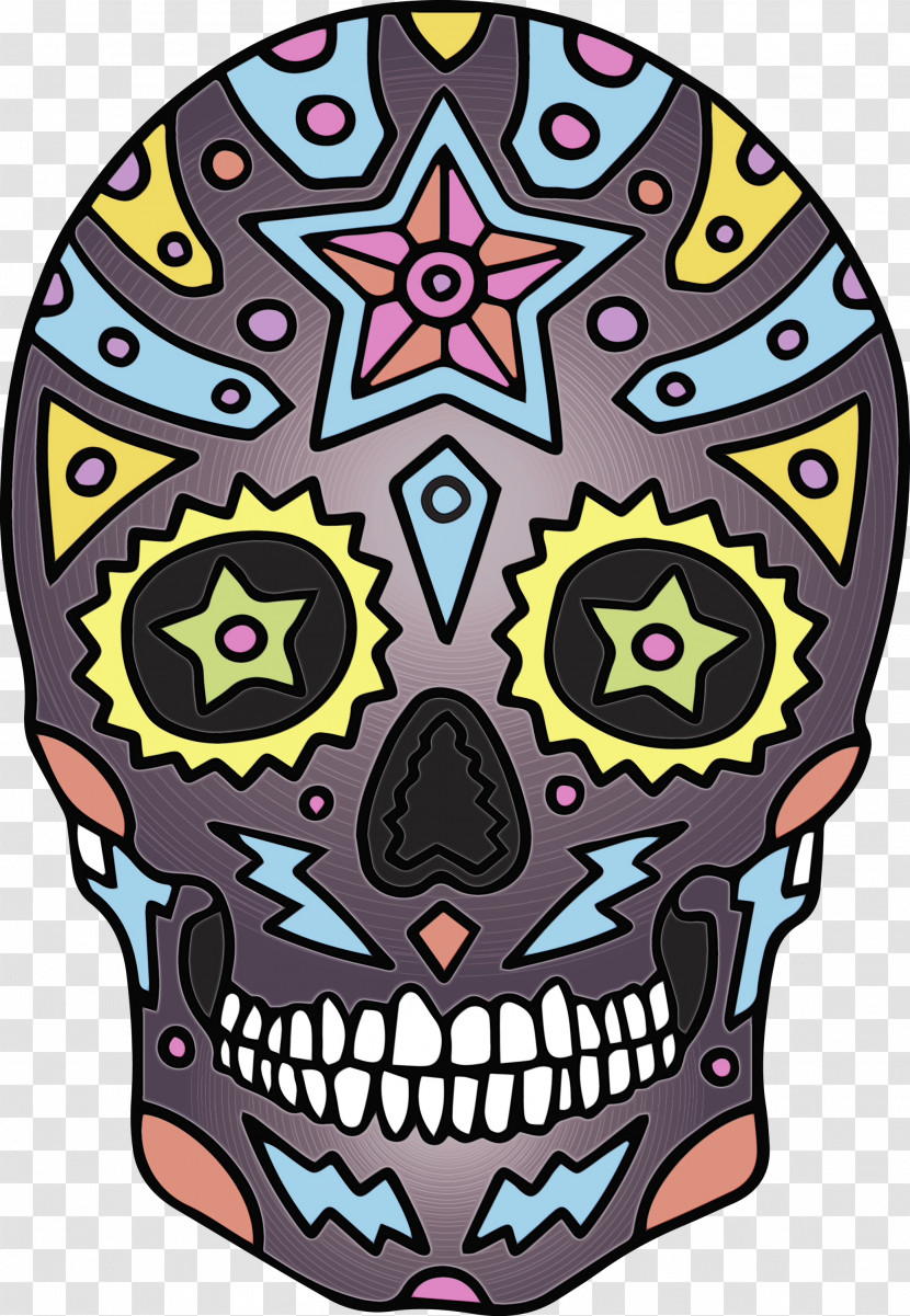 Calavera Day Of The Dead Purple Pattern Transparent PNG