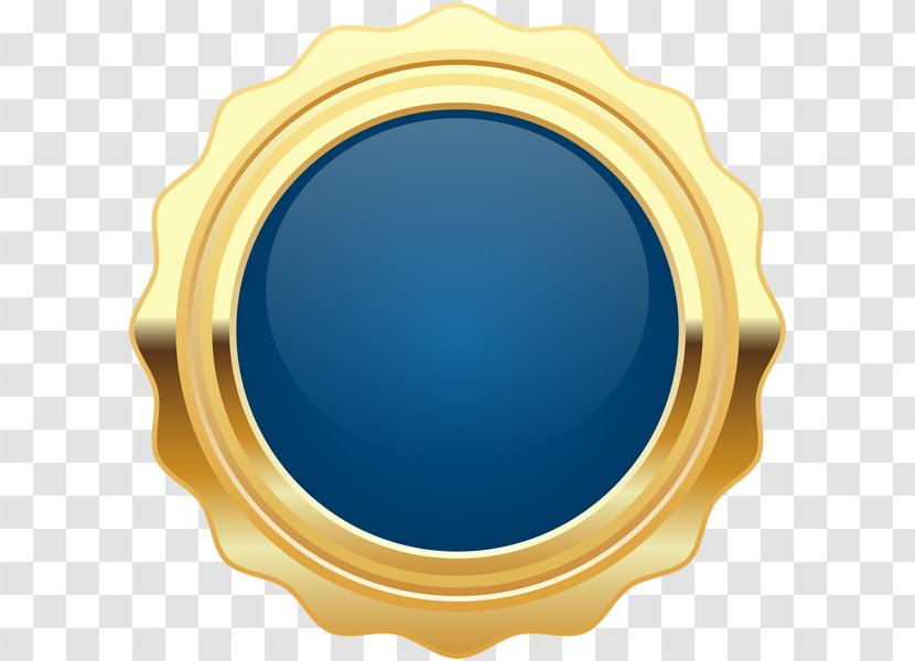 Blue Badge Clip Art - Oval - Gold Transparent PNG