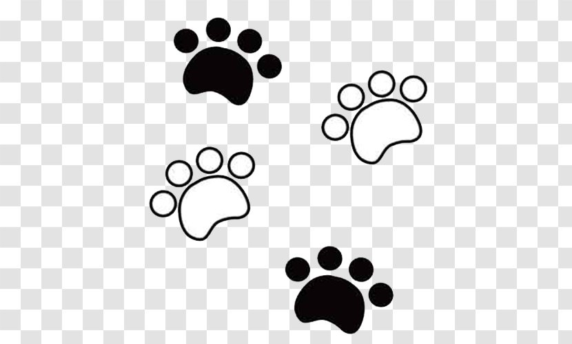 Dog Cartoon Clip Art - Monochrome Photography - Black And White Pet Footprints Transparent PNG