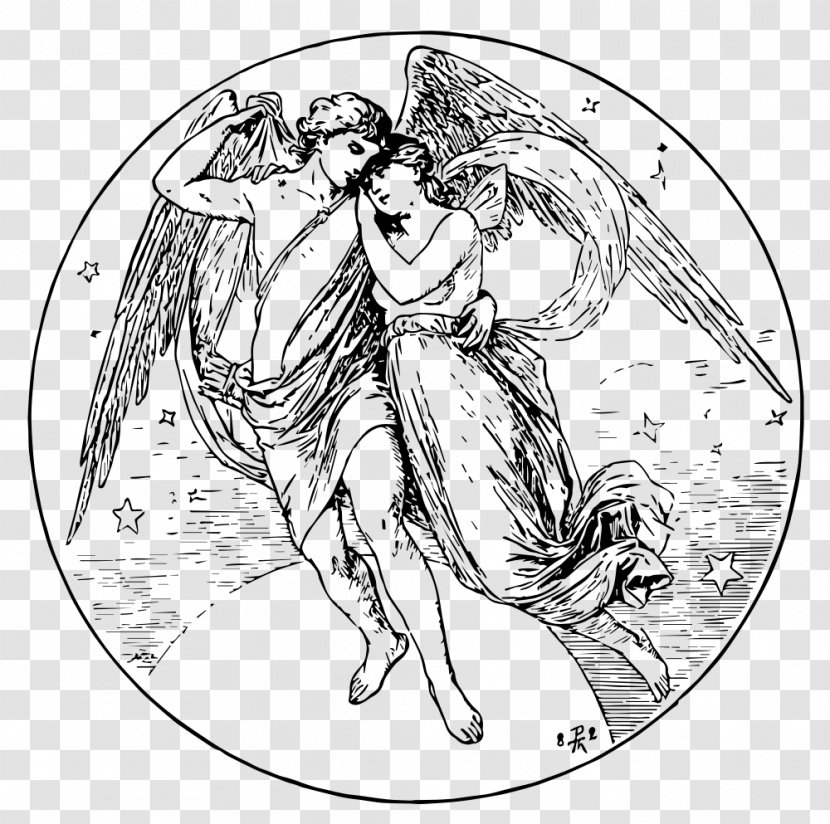 Cupid And Psyche Revived By Cupid's Kiss Drawing Eros - Watercolor - Valentine Labels Transparent PNG