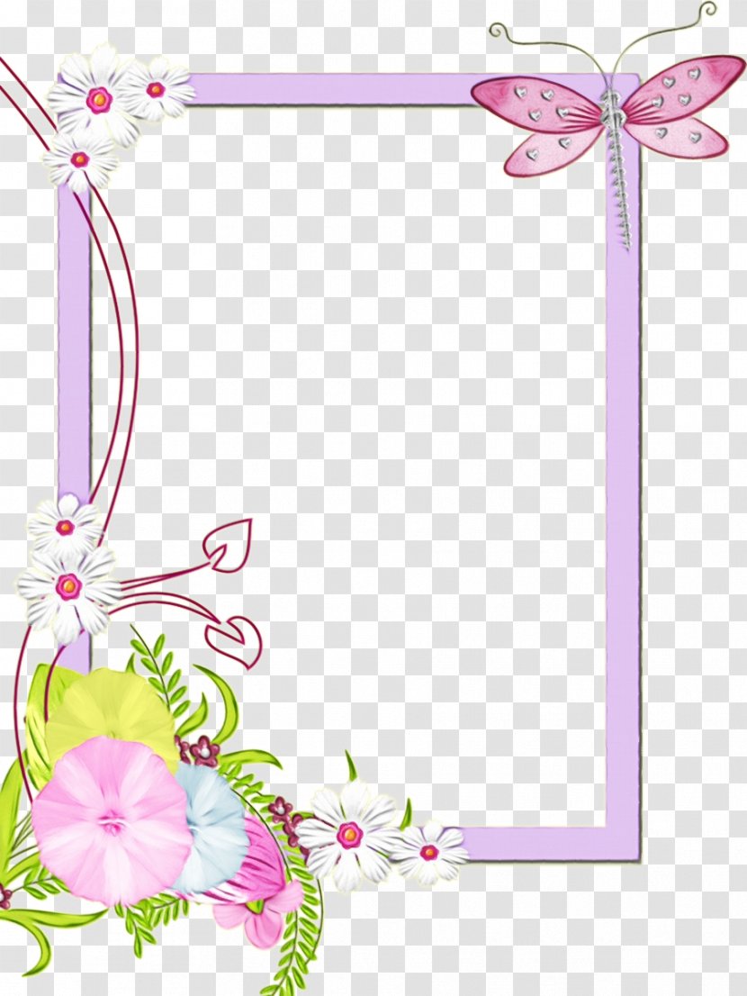 Floral Design M. Butterfly Cut Flowers Picture Frames Text - Character - Pink M Transparent PNG