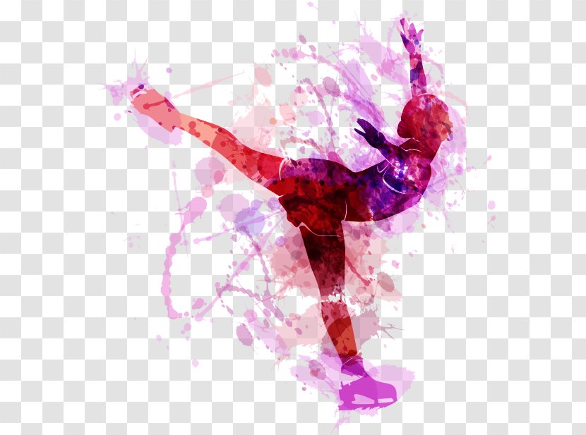 Figure Skating Ice Drawing - Pink Transparent PNG