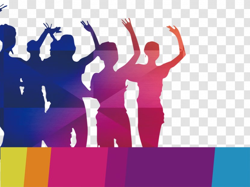 High-definition Television Silhouette Set-top Box - Human Behavior - Colorful Party People Silhouettes Transparent PNG