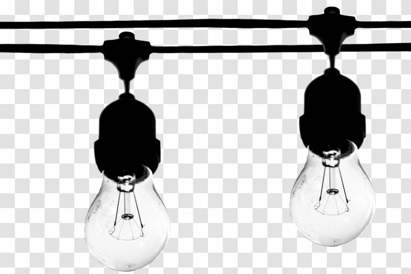 Incandescent Light Bulb - Black And White - Material Transparent PNG