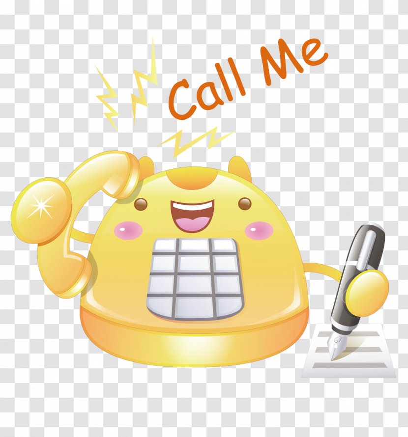 Telephone Animation Yellow - Printer - Cartoon Phone Transparent PNG