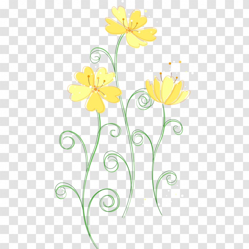 Floral Design Cut Flowers Illustration - Yellow Lines Transparent PNG