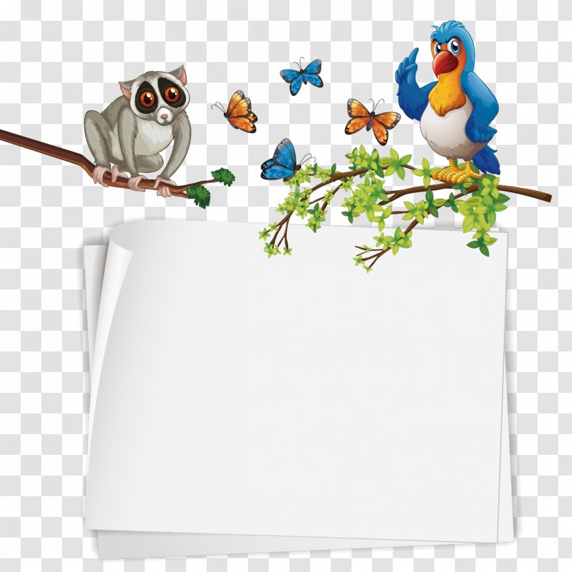 Bird Parrot Tree Illustration - Beak - Cartoon Panels Transparent PNG