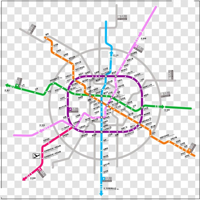 Xipu Railway Station Jinjiang District Line 7 2 Rapid Transit - Diagram - Chengdu Subway Map Transparent PNG