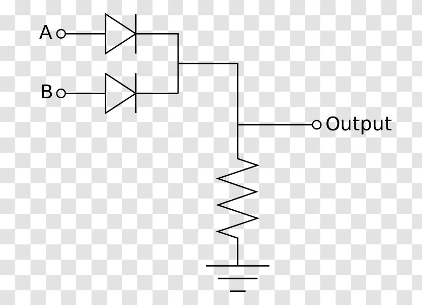 Inverter Logic Gate OR Diode Electronic Circuit - Rectangle - Positive And Negative Transparent PNG