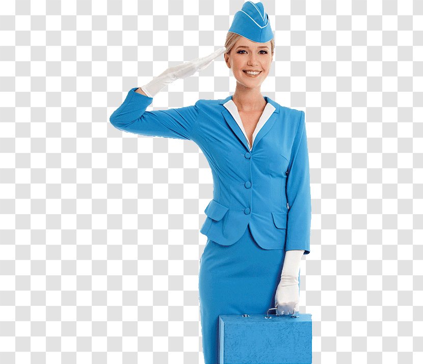 Stock Photography Flight Attendant Uniform Blue - White - Dress Transparent PNG