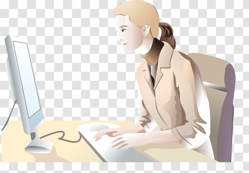 Laptop Computer Graphics - Vector Woman Working Transparent PNG