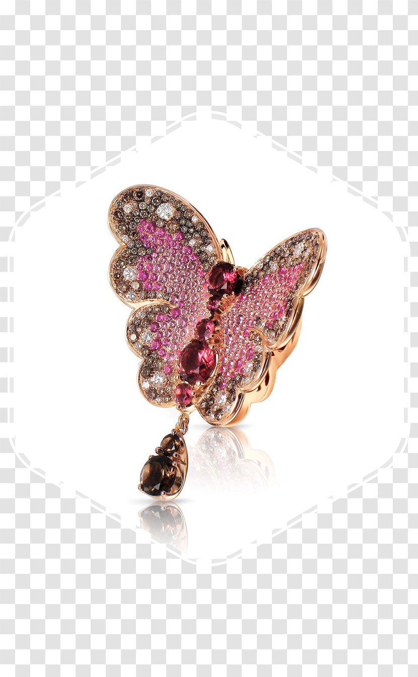 Butterfly Brooch VICENZAORO Carat Magenta - Moths And Butterflies Transparent PNG