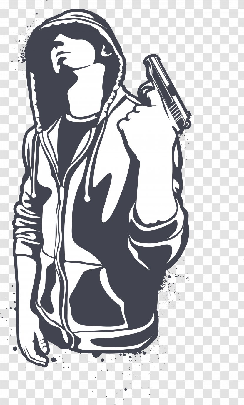 T-shirt Sticker Boy Decal - Visual Arts - Cartoon Hand Gun Man Transparent PNG