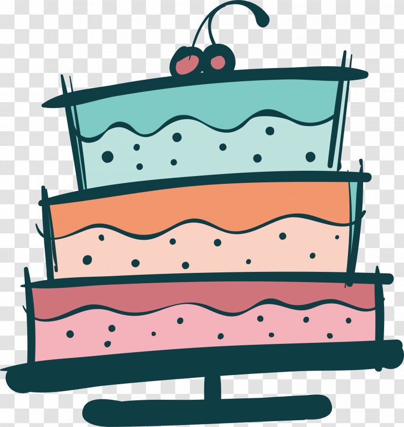 Hand Painted Three Layer Cake - Layers - Illustration Transparent PNG
